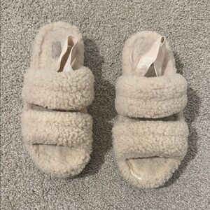 UGG Cream Fuzzy Slippers